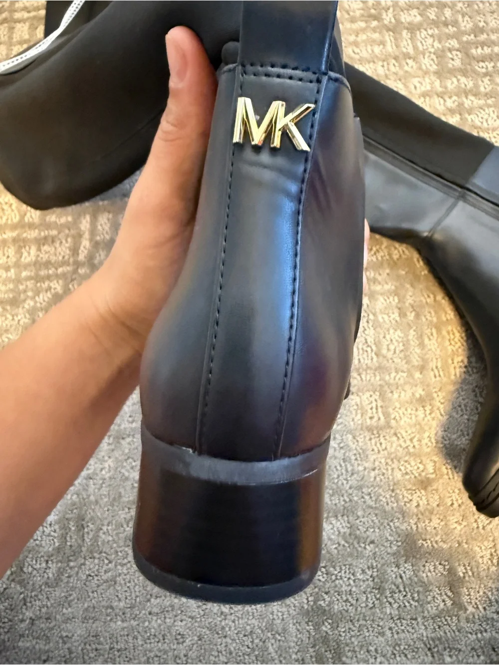 Michael Kors Lex Stretch Leather Knee High Boots Black Size 6M NWT